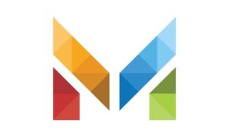 modern polygonal M logo template vector