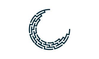 logotipo de semicírculo de luna digital abstracto vector