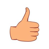 Thumb up gesture icon, cartoon style vector