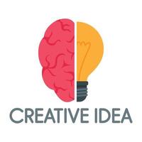 Creative idea mind logo, flat style vector