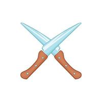 Crossed kitchen knifes icon, cartoon style vector