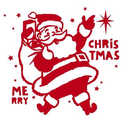 Merry Christmas with retro clip art of Santa Clause.