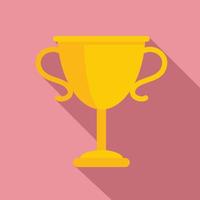 Gold success cup icon, flat style vector