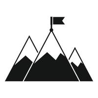 Mountain flag mission icon, simple style vector