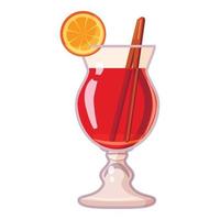 Cocktail with lemon icon, cartoon style vector