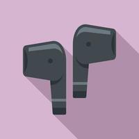 Mobile wireless earbuds icon, flat style vector