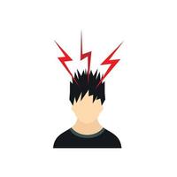 Lightning above the head of man icon, flat style vector