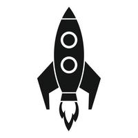 Video game rocket icon, simple style vector
