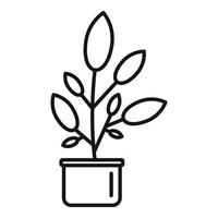 icono de maceta de planta de hoja, estilo de contorno vector