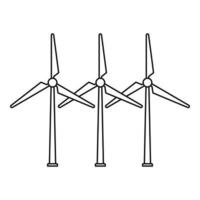 Tower wind turbine icon, outline style vector