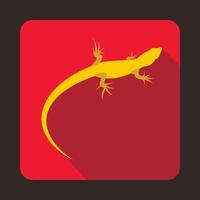 Yellow lizard icon, flat style vector