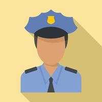Airport police officer icon, flat style vector