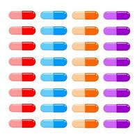 Stickers of capsules for pill tracker planner isolated on white background. Printable design vector