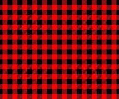 Red and black buffalo plaid texture. Checkered lumberjack seamless pattern. Geometric fabric background for flannel shirt, picnic blanket, kitchen napkin, tweed coat vector