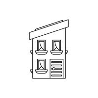 Two storey house with a sloping roof icon vector