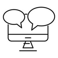 Online computer chat icon, outline style vector