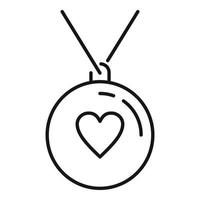 Emblem love heart icon, outline style vector