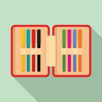 Open pencil box icon, flat style vector