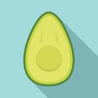 icono de medio aguacate fresco, estilo plano vector