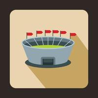 Round sports stadium with flags icon, flat style vector