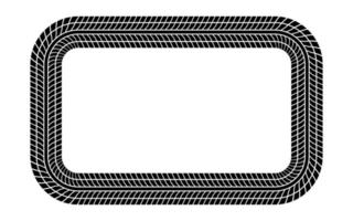 Auto tire tread rectangle frame. Car and motorcycle tire pattern, wheel tyre tread track print. Black tyre square border. Vector illustration isolated on white background