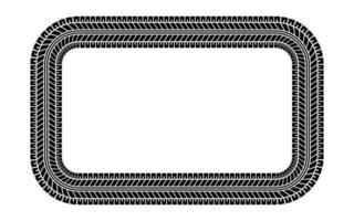 Auto tire tread rectangle frame. Car and motorcycle tire pattern, wheel tyre tread track print. Black tyre square border. Vector illustration isolated on white background