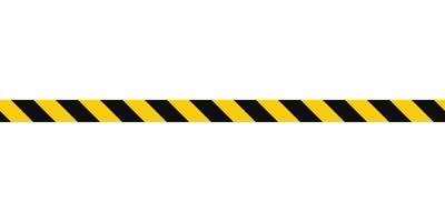 Warning tape with yellow and black diagonal stripes. Warn stop seamless line. Yellow and black caution tape border. Long danger ribbon.Vector illustration on white background vector