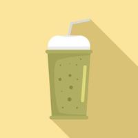 Banana kiwi smoothie icon, flat style vector