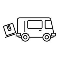 icono de furgoneta de reubicación, estilo de esquema vector