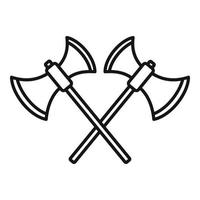 Medieval crossed axe icon, outline style vector