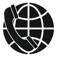 icono de centro de llamadas global, estilo simple vector