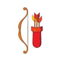 Medieval bow with arrows and quiver icon vector