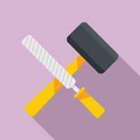 Reconstruction hammer tools icon, flat style vector