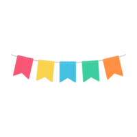 Party bunting flags. Colorful flags to hang at celebration parties. png