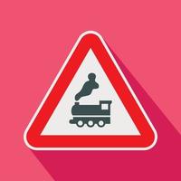 Warning sign railway crossing without barrier icon vector