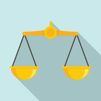 Judge balance icon, flat style vector