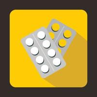 Pills in package icon, flat style vector