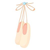 Hanging ballet shoes icon, cartoon style vector