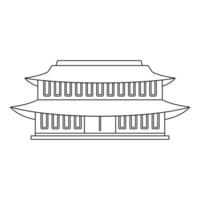 icono del templo de china, estilo de contorno vector