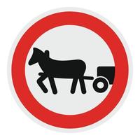 Horse cart is prohibited icon, flat style. vector