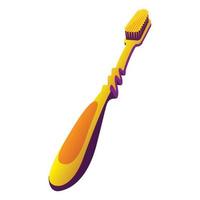 Yellow toothbrush icon, cartoon style vector