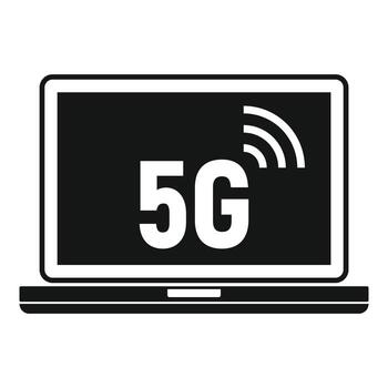 Icono de portátil 5g, estilo simple vector
