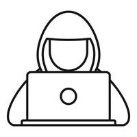 Hacker hood icon, outline style vector