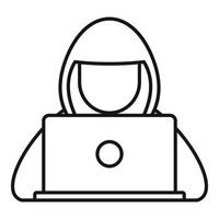 Hacker hood icon, outline style vector