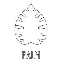 Palm leaf icon, outline style. vector