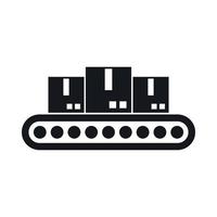 Belt conveyor with load icon, simple style vector