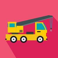 Truck mounted crane icon, flat style vector