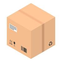 icono de paquete de caja, estilo isométrico vector
