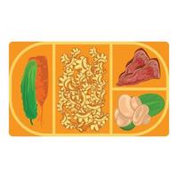 Lunchbox with pasta icon, cartoon style vector