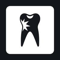 Human tooth with caries icon, simple style vector